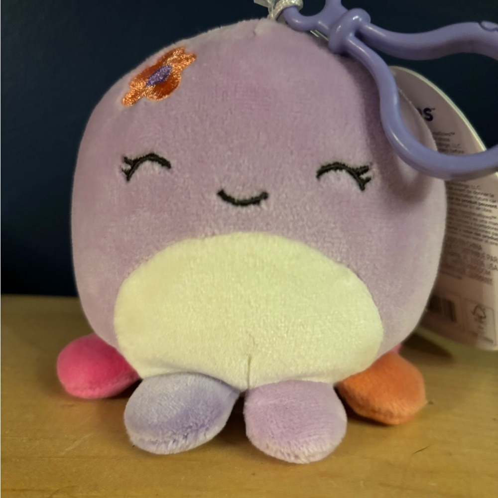 BNWT Squishmallows Purple and White Key Holder or Bag Charm Named Beula!